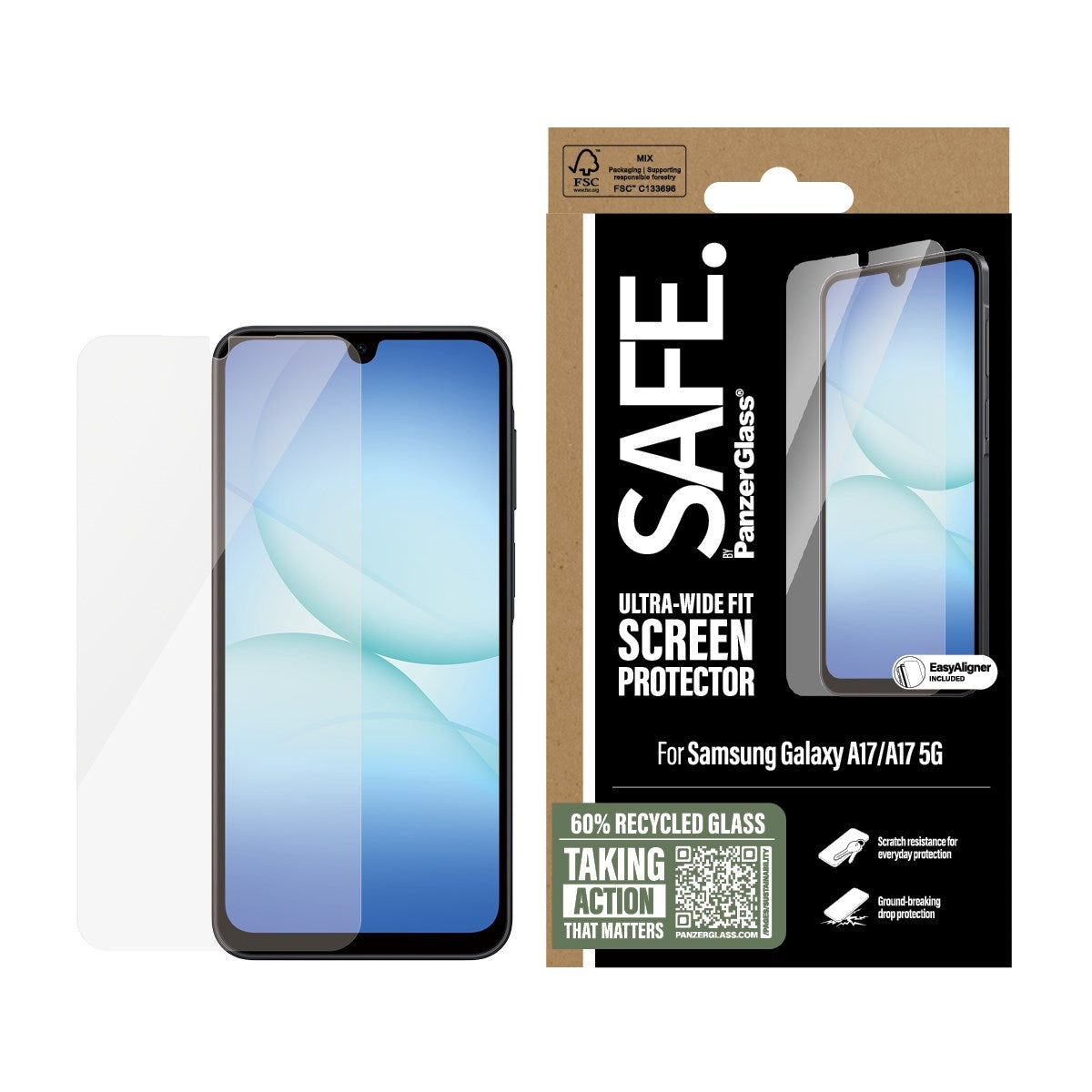 SAFE. by PanzerGlass® Displayschutz Samsung Galaxy A17 | A17 5G | Ultra-Wide Fit m. EasyAligner